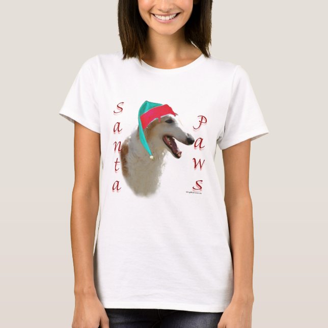 Borzoi Santa Paws T-Shirt (Vorderseite)