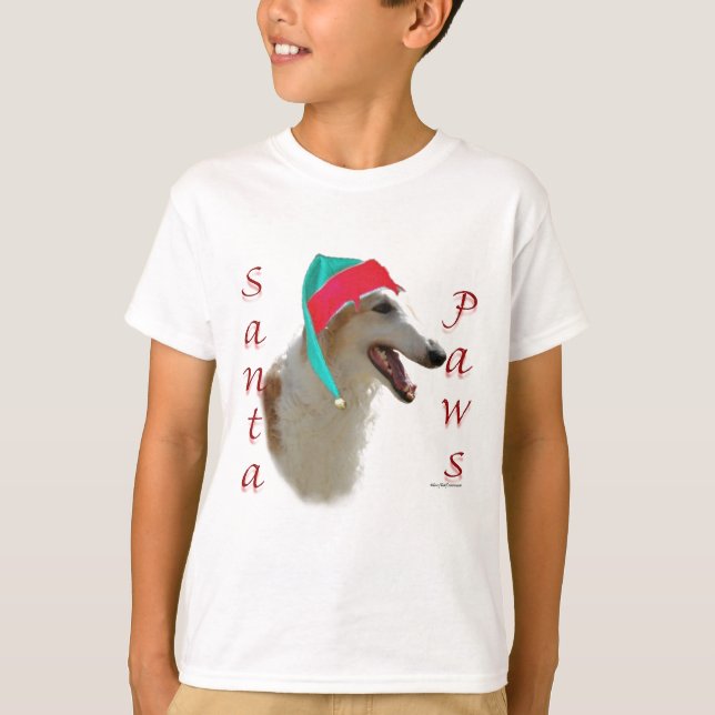 Borzoi Santa Paws T-Shirt (Vorderseite)