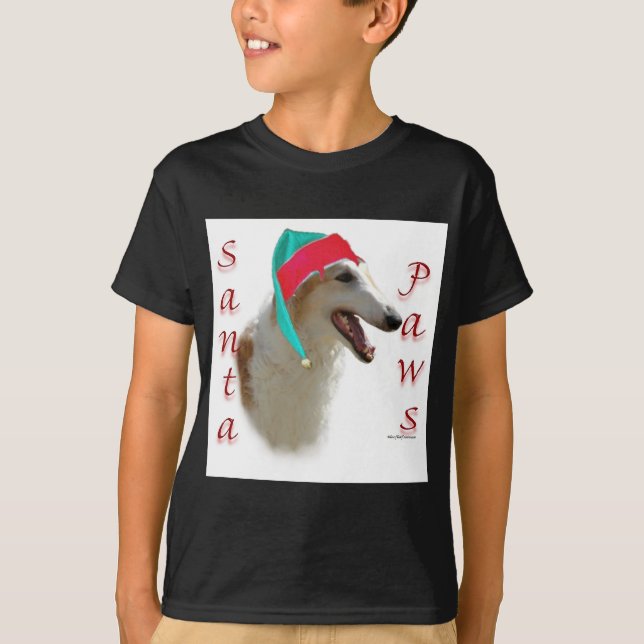 Borzoi Santa Paws T-Shirt (Vorderseite)