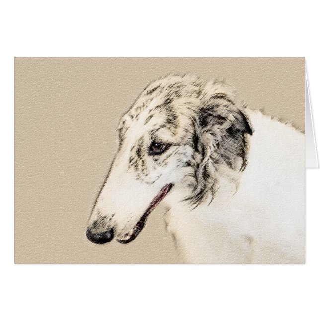 Borzoi (Silber Brindle) Malerei Original Dog Art (Vorderseite (Horizontal))
