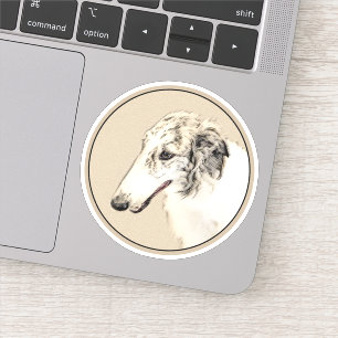 Borzoi (Silber Brindle) Malerei Original Dog Art Aufkleber
