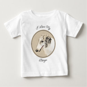 Borzoi (Silber Brindle) Malerei Original Dog Art Baby T-shirt