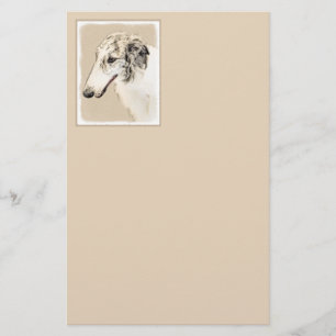Borzoi (Silber Brindle) Malerei Original Dog Art Briefpapier