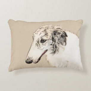 Borzoi (Silber Brindle) Malerei Original Dog Art Dekokissen