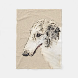 Borzoi (Silber Brindle) Malerei Original Dog Art Fleecedecke