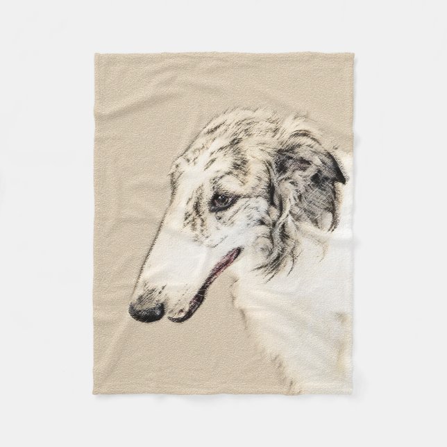 Borzoi (Silber Brindle) Malerei Original Dog Art Fleecedecke (Vorderseite)
