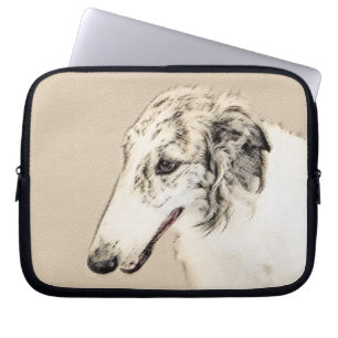 Borzoi (Silber Brindle) Malerei Original Dog Art Laptopschutzhülle