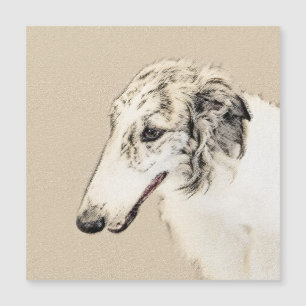 Borzoi (Silber Brindle) Malerei Original Dog Art Magnetkarte