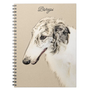 Borzoi (Silber Brindle) Malerei Original Dog Art Notizblock