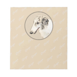 Borzoi (Silber Brindle) Malerei Original Dog Art Notizblock