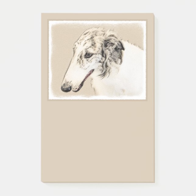 Borzoi (Silber Brindle) Malerei Original Dog Art Post-it Klebezettel (Vorderseite)