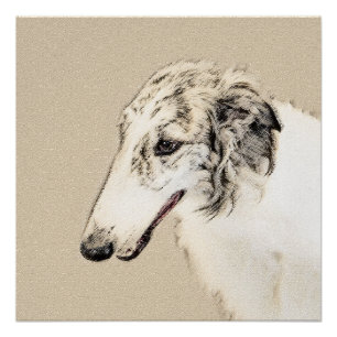 Borzoi (Silber Brindle) Malerei Original Dog Art Poster