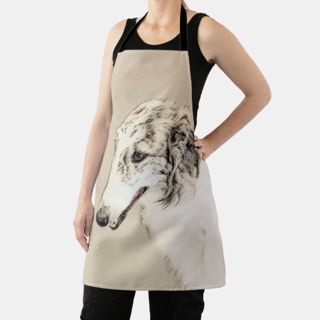Borzoi (Silber Brindle) Malerei Original Dog Art Schürze (InSitu)