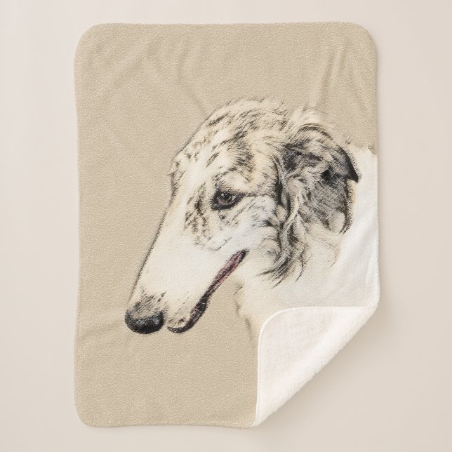Borzoi (Silber Brindle) Malerei Original Dog Art Sherpadecke (Vorderseite)