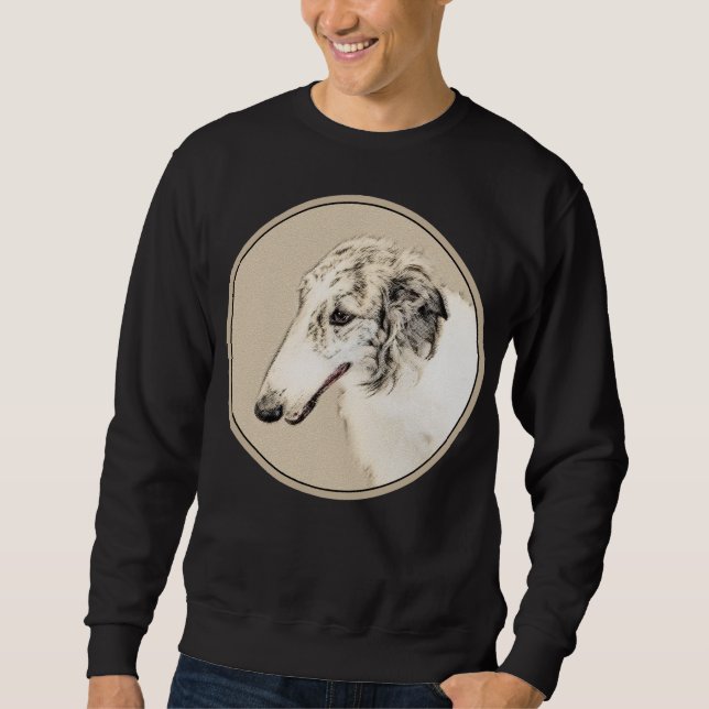 Borzoi (Silber Brindle) Malerei Original Dog Art Sweatshirt (Vorderseite)