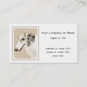 Borzoi (Silber Brindle) Malerei Original Dog Art Visitenkarte