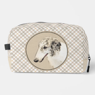 Borzoi Silber Tigerstreifen Malerei Wolfshund Hund Waschbeutel