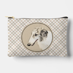 Borzoi Silber Tigerstreifen Malerei Wolfshund Hund Zubehörtasche
