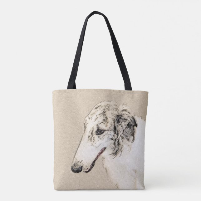 Borzoi (Silver Brindle) Malerei Original Hundekuns (Rückseite)