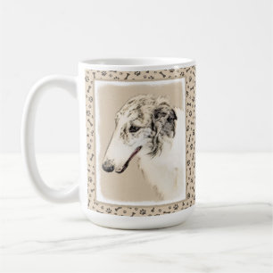 Borzoi (Silver Brindle) Malerei Original Hundekuns Kaffeetasse