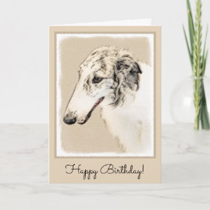 Borzoi (Silver Brindle) Malerei Original Hundekuns Karte