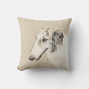 Borzoi (Silver Brindle) Malerei Original Hundekuns Kissen