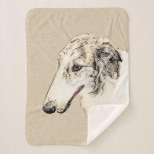 Borzoi (Silver Brindle) Malerei Original Hundekuns Sherpadecke