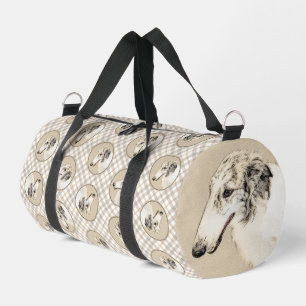 Borzoi Silver Brindle Malerei Wolfhound Dog Art Duffle Bag