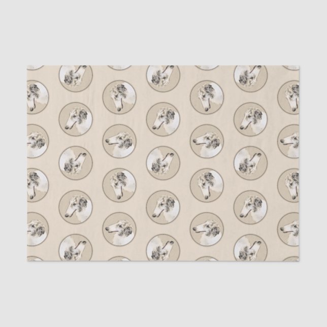 Borzoi Silver Brindle Malerei Wolfhound Dog Art Seidenpapier (Vorderseite)