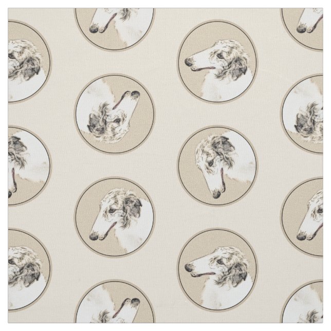 Borzoi Silver Brindle Malerei Wolfhound Dog Art Stoff (Muster)