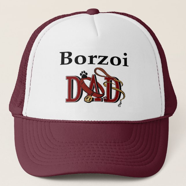 Borzoi Vater Geschenke Truckerkappe (Vorderseite)
