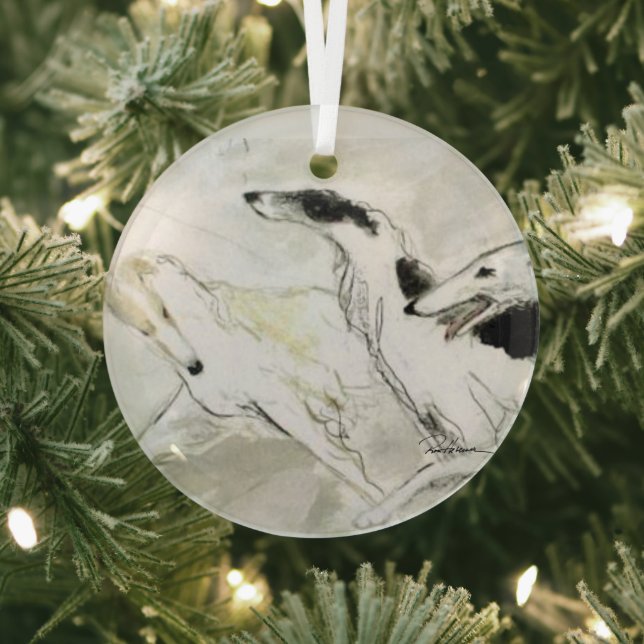Borzoi von Hevener Glass Ornament (InSitu)