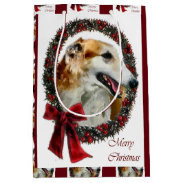 Borzoi Weihnachten Mittlere Geschenktüte