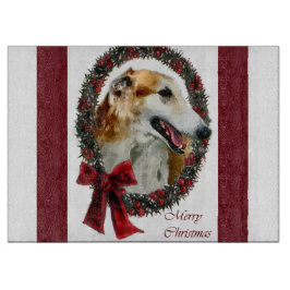 Borzoi Weihnachten Schneidebrett