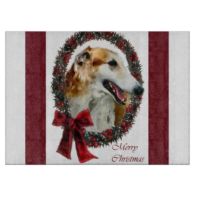 Borzoi Weihnachten Schneidebrett (Vorderseite)