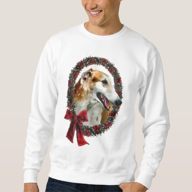 Borzoi Weihnachtsgeschenke Sweatshirt (Vorderseite)