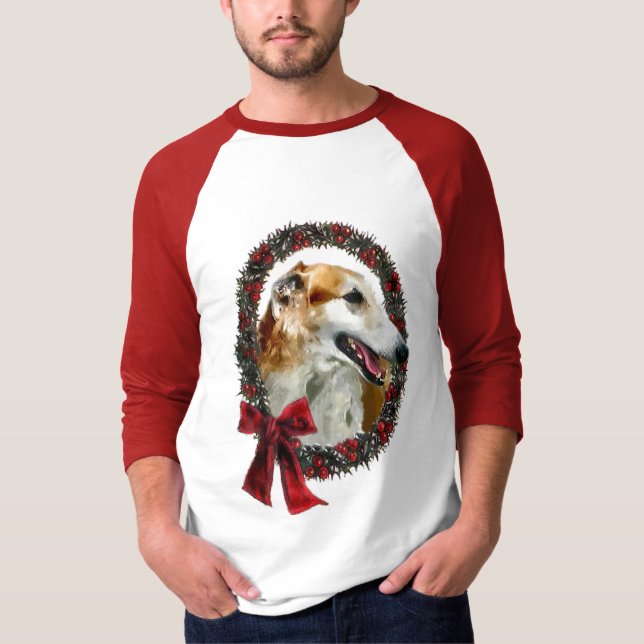 Borzoi Weihnachtsgeschenke T-Shirt (Vorderseite)