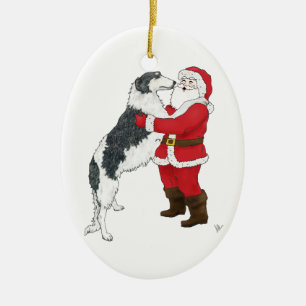 Borzoi-Weihnachtsgruß Keramik Ornament