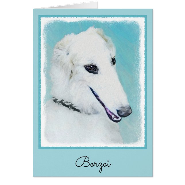 Borzoi (weiß) Malerei - Niedliche Original Hunde K (Vorne)