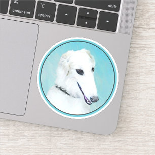 Borzoi (weiß) Malerei - Niedliche Original Hunde K Aufkleber