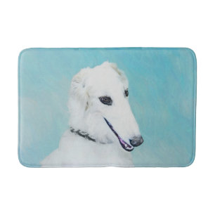 Borzoi (weiß) Malerei - Niedliche Original Hunde K Badematte