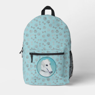Borzoi (weiß) Malerei - Niedliche Original Hunde K Bedruckter Rucksack
