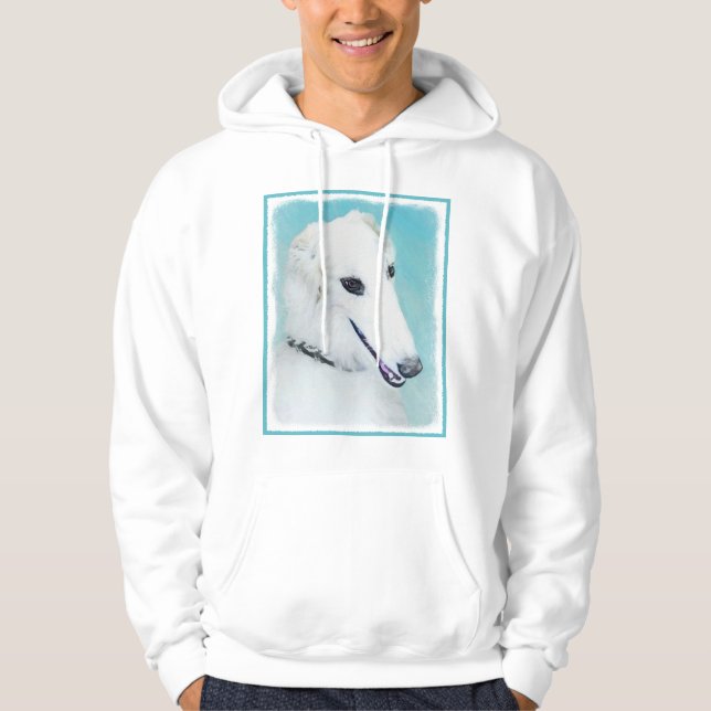 Borzoi (weiß) Malerei - Niedliche Original Hunde K Hoodie (Vorderseite)