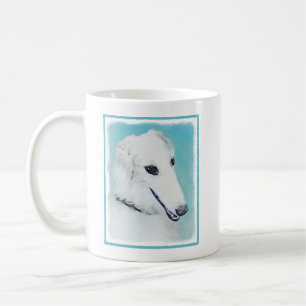 Borzoi (weiß) Malerei - Niedliche Original Hunde K Kaffeetasse