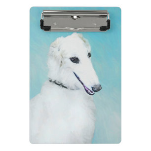 Borzoi (weiß) Malerei - Niedliche Original Hunde K Mini Klemmbrett