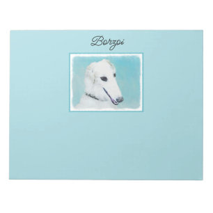 Borzoi (weiß) Malerei - Niedliche Original Hunde K Notizblock
