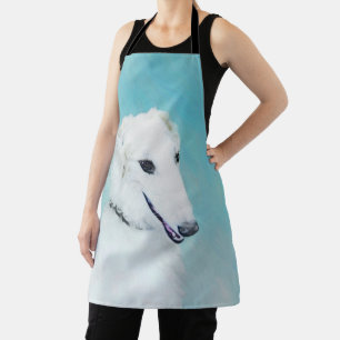 Borzoi (weiß) Malerei - Niedliche Original Hunde K Schürze