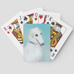Borzoi (weiß) Malerei - Niedliche Original Hunde K Spielkarten