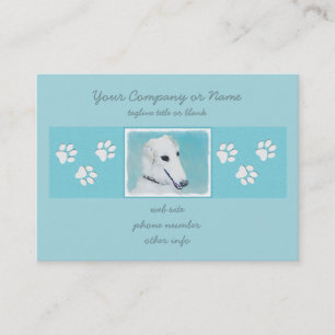 Borzoi (weiß) Malerei - Niedliche Original Hunde K Visitenkarte