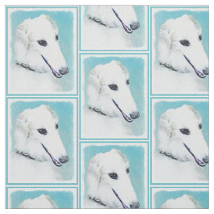 Borzoi (weiß) Malerei - Niedliche Original Hundek Stoff